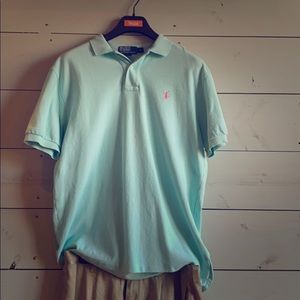Polo, shirt sleeve, Light Blue w/ Pink polo